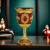 Vente en gros usine – Nouvelle tasse à vin en alliage de zinc sur pied, 25 ml, verre à Baijiu, pièce décorative domestique haut de gamme, style vintage pour une seule gorgée