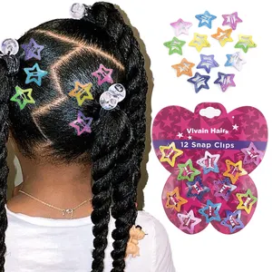 New arrival 12pcs/set cute BABY butterfly pentagram gradient colorful effect BB snap clips hair clips decoration for baby girl