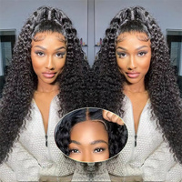 Perruque Lace Front sans colle à petits nœuds, pré-épilée, pré-coupée, ondulations naturelles, cheveux brésiliens noirs, densité 150%, 18 pouces, pour femmes noires