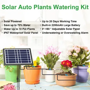 Bahçe bitkileri için en sıcak otomatik sulama kiti, saksı bitkileri için otomatik mikro-damla sulama sistemi, güneş bitki wate