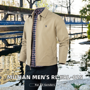 Veste pour homme avec logo RL Little Horse brodé, de haute qualité, col montant, décontractée, en toile de coton lavée, pour l'automne et l'hiver - Product Image 3