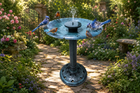 Fontaine de bain d'oiseaux Art Déco écologique à énergie solaire, sur piédestal en cuivre antique, résine résistante à la rouille, pour jardin extérieur