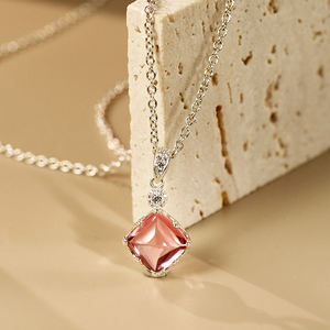 Collana in argento 925 moderno di fascia alta con ciondolo rosa con torre di zucchero coltivata con ciondolo alla moda ciondolo in pietra preziosa - Product Image 4