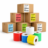 Rouleau d'étiquettes thermiques directes colorées avec logo personnalisé, vente en gros, autocollantes, pour expédition, logistique et entrepôt