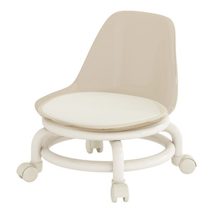 Chaise pivotante transparente en acrylique avec roulettes en acier inoxydable, petit tabouret silencieux pour usage domestique, tabouret à roulettes avec rebords, tabouret <span class=keywords><strong>de</strong></span> sol - Product Image 1