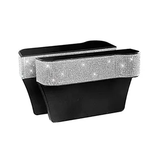 Bling Sparkle Crystals Car Seat Side Gap Filler for Console Storage Organizer