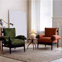 Fauteuil individuel en bois massif de style français, design de luxe léger, pour salon, chaise d'appoint vintage