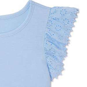 Summer Candy Solid Color Girls <strong>Top</strong> Boutique Toddler Baby Lace <strong>Flutter</strong> <strong>Sleeve</strong> <strong>Tops</strong> Wholesale Cotton High Quality Girls Shirts - Product Image 6