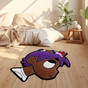 Tapis personnalisé de forme irrégulière à motifs de personnages d'anime, tapis de zone imprimé de marque de designer cool avec motif d'ours, tapis doux imprimé motif de singe, tapis de sol style baskets - Product Image 6
