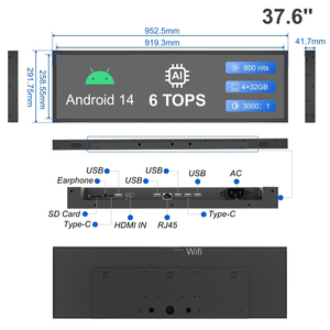 Pantalla LCD Digital para Estantes de 37.6 Pulgadas, Pantalla de Barra Estirada, Android 14, Alto Brillo de 800 Nits, para Promoción de Marcas de Bebidas - Product Image 2