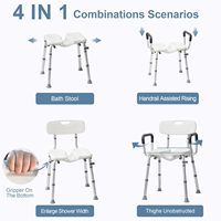 Chaise de douche antidérapante pour personnes âgées et handicapées avec fente pour l'hygiène intime, hauteur réglable avec accoudoirs et dossier