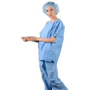 Conjunto de uniforme de hospital para enfermera, no tejido, desechable, el mejor precio