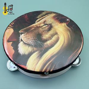 Tambourin lion personnalisé de 8 pouces 10 pouces instruments de musique à main en bois tambourin à <span class=keywords><strong>percussion</strong></span> pour adultes <span class=keywords><strong>tambour</strong></span> en bois - Product Image 4