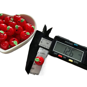 caoh Llavero de resina hecho a mano DIY, con diseño de fruta de la paz roja y vibrante, simulación de comida 3D verde, accesorios de joyería - Product Image 4