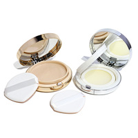 Boîtier compact vide personnalisé OEM pour fond de teint, contenant cosmétique rond avec couvercle miroir, coussin éponge et houppette en forme de goutte