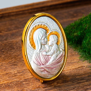 GIVELUCK Virgen María Adorno religioso Pequeño soporte de exhibición de acero inoxidable Núcleo de cobre blanco Adorno cristiano Knick-Knacks - Product Image 5