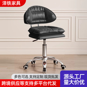 Office Chair Adjustable Height Swivel Seat Orange <b>Leather</b> Look Desk Chair For Home Office Workstation - Product Image 5