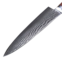 Couteau Santoku à manche en bois d'olivier ambré AUS10 Core Damas Steel 73 Layers Razor Sharp Kitchen Knives
