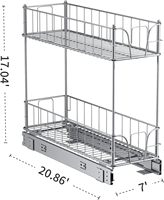 Étagères de rangement à double niveau multifonctionnelles de 7 pouces, robustes, coulissantes, chromées, pour armoires de cuisine