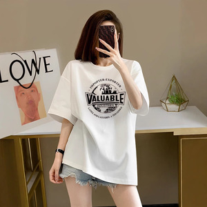 T-shirt <span class=keywords><strong>Oversize</strong></span> da <span class=keywords><strong>Donna</strong></span> in Jersey di Cotone di Alta Qualità, Grigio Scuro, Manica Corta, Collo Tondo, Stampa e Logo Ricamato, con Bottoni - Product Image 3