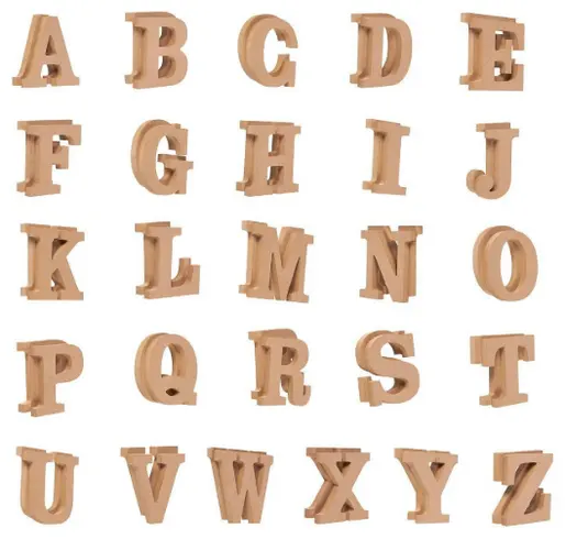 52 count Wood Alphabet Letters for DIY Craft, Home Decor, Natural Color