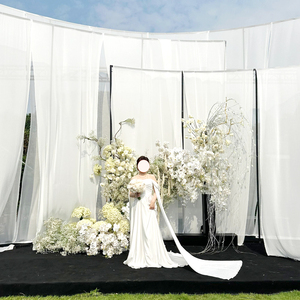 Sfondo bianco matrimonio tessuto decorazione della tenda foresta Chiffon tessuto disposizione sfondo tessuto tenda soffitto arco - Product Image 2
