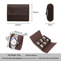 Eonluxe Boîte de rangement pour montres mécaniques à six emplacements en cuir Crazy Horse vintage, portable, résistante aux chutes, en cuir véritable, NEUVE