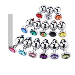 Dildo Anal ukuran M baja antikarat dan silikon Butt Plug toko seks Anal mainan Pasangan kristal perhiasan kedua jenis kelamin - Product Image 2