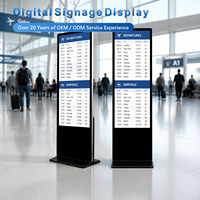 Affichage numérique LCD d'intérieur OEM/ODM 32/43/55/65 pouces Texte/Animation/Graphiques Garantie 1 an CMS intégré Sur pied