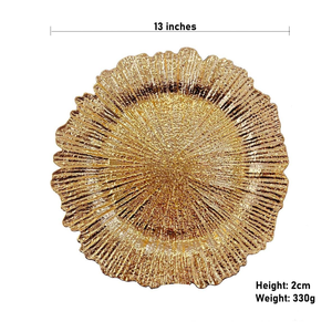 Platos Base de Plástico Dorados de 13 Pulgadas para Eventos, Platos Base Redondos Negros Tipo Reef al por Mayor para Platos de <span class=keywords><strong>Cena</strong></span> de Boda - Product Image 6