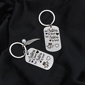Aço inoxidável retangular Black Dog Tag Pendant Key Ring Não irmãs por sangue, mas irmãs por coração Gravura Chaveiro - Product Image 5