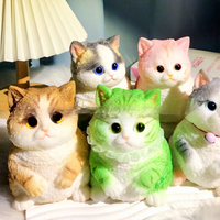 Jouet Squishy Chat Réaliste Géant 709g en TPR, Figurine Chaton Douce et Moelleuse à Presser, Ornement de Bureau Esthétique, Anti-Stress