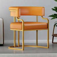 Chaise de salle à manger en cuir de luxe pour salon, avec pieds en métal de haute qualité, structure stable et antidérapante