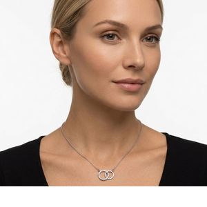 Wholesale High Quality <b>Interlocking</b> Two Circles Stainless Steel Perfect Pair Mothers Day Friends Gift <b>Necklace</b> Jewelry for Women - Product Image 5