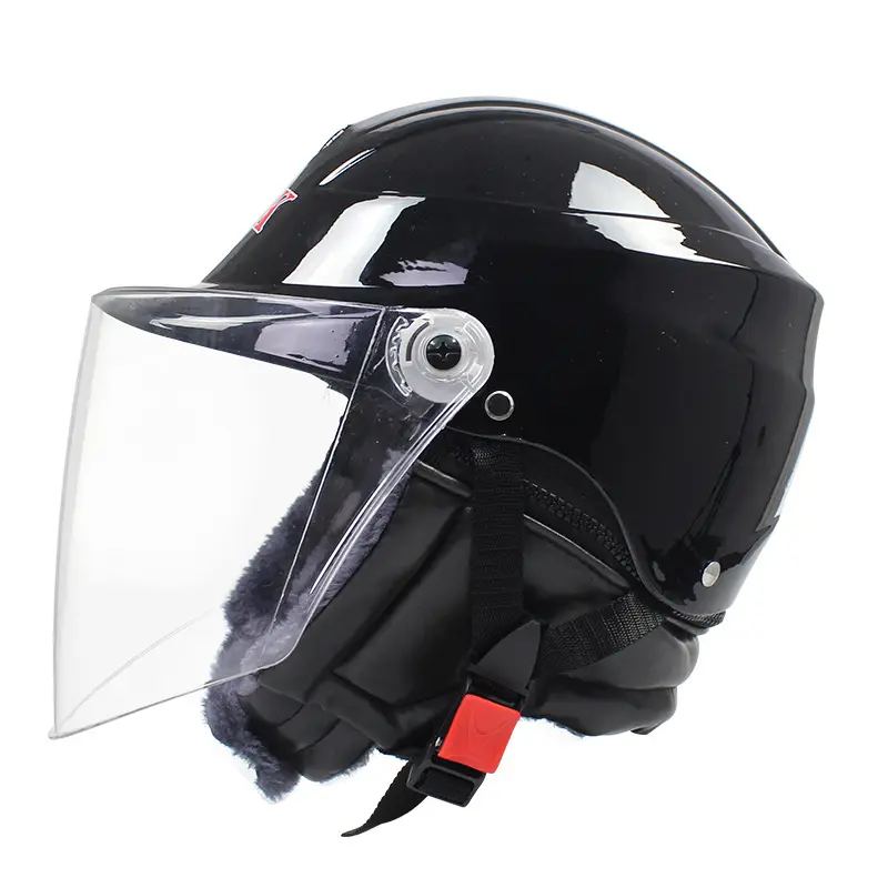 Electric Bicycle Motorcycle Helmet with Detachable Strap Half Helmet with Sunscreen Mask Half Face Helmet for Women Men Adult
