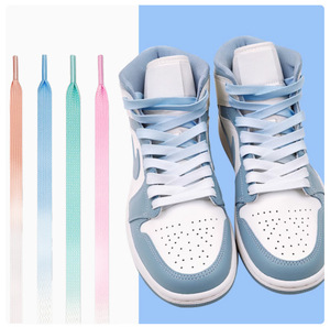 Zapatos YS para Hombre AJ1 AF1 en Blanco, Verde, Naranja y Degradado Menta, con Cordones Planos de Poliéster Impresos de 8mm, Cordones Blancos, Verdes y Naranjas para Hombre - Product Image 2