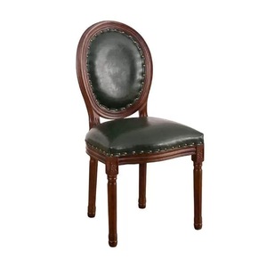 Chaise de salle à manger vintage française en bois massif, chaise à dossier ovale brodé, chaise d'appoint rustique vieillie pour B&B et restaurant - Product Image 6