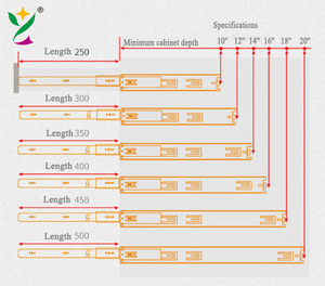 Yuxing Đồ Nội Thất Phần Cứng <span class=keywords><strong>3</strong></span> Gấp Tủ Bếp Kênh Hướng Dẫn Kính Thiên Văn Đường Sắt Runners Đầy Đủ Mở Rộng Bóng Mang Ngăn Kéo Trượt - Product Image 6