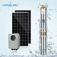 Pompe à eau solaire 3HP 185 mètres de hauteur de refoulement AC+DC 7m³/h, pompe submersible à haut débit pour système de puits profond pour l'irrigation agricole