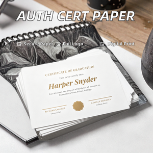 Certificat d'authenticité |   Papier de sécurité à filigrane personnalisé pour certification de pierres précieuses |   Impression par estampage à chaud, logo personnalisé, numérique - Product Image 2