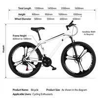 Vélo de montagne à cadre en acier de 29 pouces, 21 vitesses, double frein à disque, cadre rigide, vélo de banlieue tout-terrain