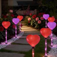 TSINYE Paquete de 6 Luces Solares para Camino Exterior - Estacas Decorativas para Jardín con Corazones Rojos y Rosas para San Valentín, Iluminación para Bodas