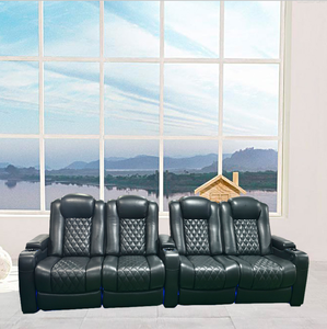 Muebles de teatro <span class=keywords><strong>VIP</strong></span> Serie 3, asiento reclinable de cuero rojo, Unidad de asientos para cine en casa con portavasos - Product Image 3