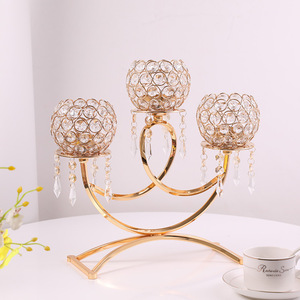 Weddings 3 Arms Candelabra Centerpieces Modern Custom Candle Holder Tapper Luxury <strong>Brass</strong> Gold <strong>Lanterns</strong> and Candle - Product Image 5