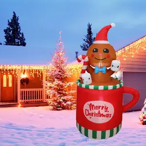 Otos navidad decoraciones 도매 야외 6FT 큰 풍선 진저 컵 크리스마스 장식 LED 조명
