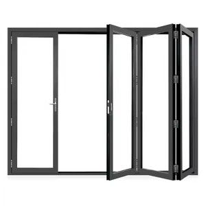 Pieghevole porte in vetro con telaio in alluminio e vetro antivento Bifold <span class=keywords><strong>per</strong></span> soggiorno Villa scuola superficie finita - Product Image 6
