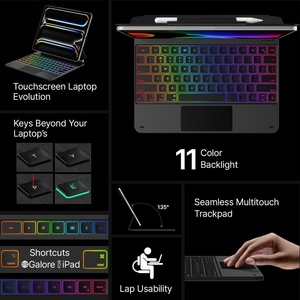 Ma thuật bàn phím trường hợp đối với <span class=keywords><strong>iPad</strong></span> Pro 13-inch (M4) 2024 11 inch Backlit màu sắc chủ bút cảm ứng đa Trackpad từ đứng laudtec - Product Image 4