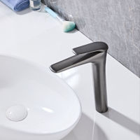 Robinet Mitigeur Gris Anthracite en Laiton de Haute Qualité, Anti-corrosion, à Poignée Unique, pour Eau Chaude et Froide, Réglable, Norme Élevée