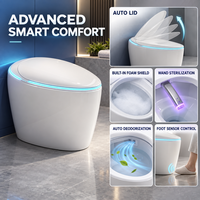 Toilette intelligente automatique avec bouclier en mousse, couvercle automatique, télécommande, chauffage instantané et chasse d'eau par siphon