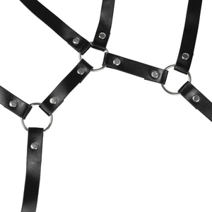 Pantalon ajustable en PU à rivets pour bondage SM, vêtements de contrainte pour cosplay, tenue de soumission MUQU Noir - Product Image 5